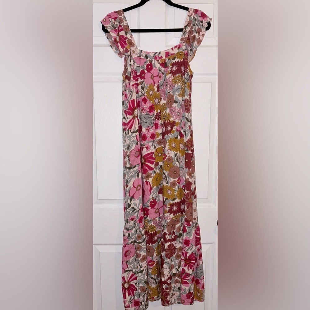 Jodifl Floral Sleeveless Maxi Dress in Red Yellow Flowers Boutique XS - Picture 5 of 5
